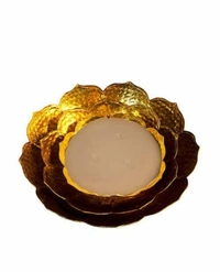 URLI HANDICRAFTS GOLDEN COLOR BOWL FOR FLOATING FLOWER Set of 3 - , Golden, Iron, Set of 3